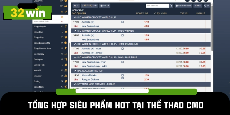 CMD Sports sở hữu các sản phẩm cá cược nào? 