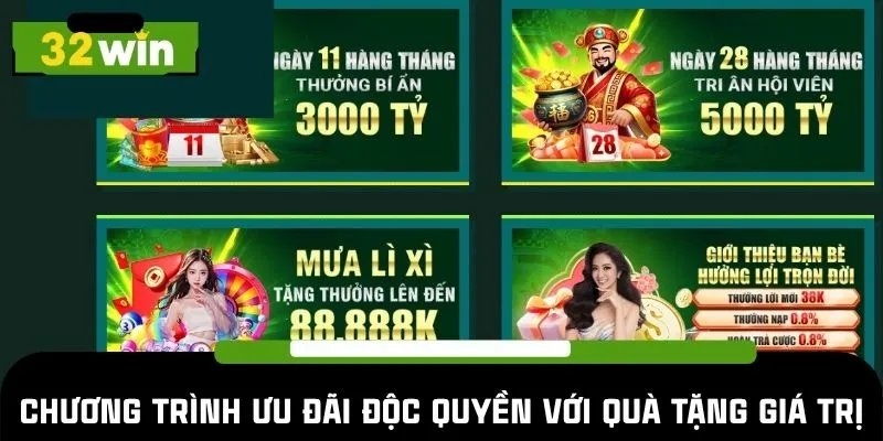 Chương trình khuyến mãi 32WIN với quà tặng giá trị